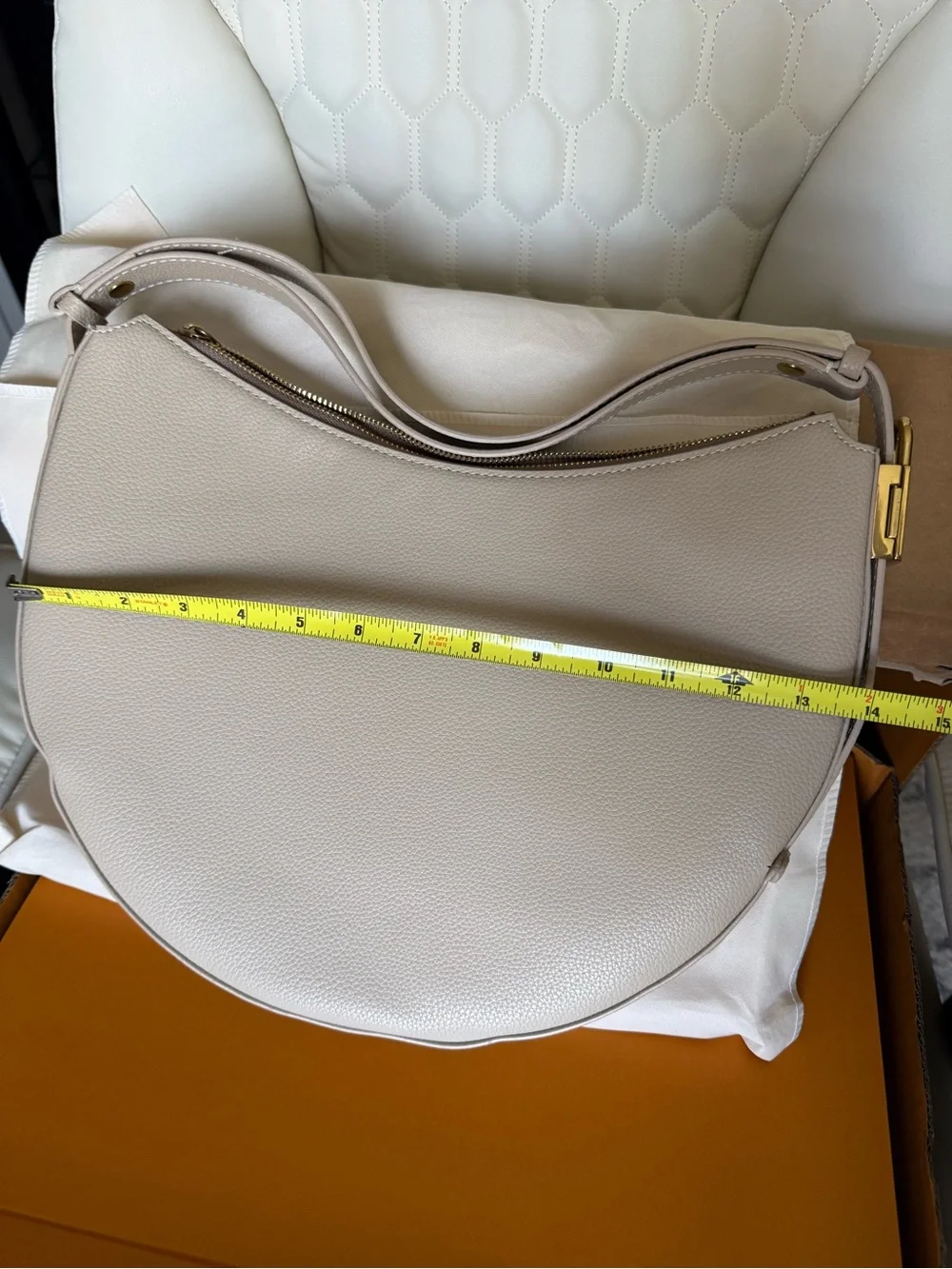 Light Cream “cookie” Crescent Shoulder Bag